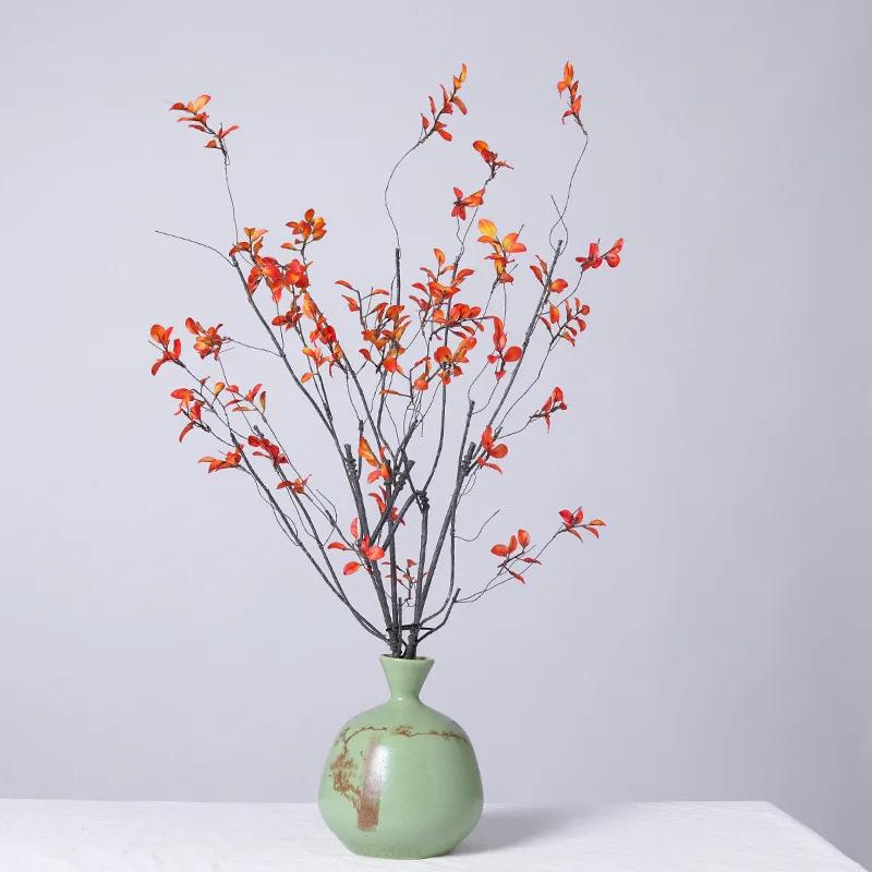 Simulated Autumn Maples Leaves Green Plants Fake Flowers Wedding Hotel Decoration Artificial Maple Leaf Plant Dead Branch