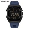 SANDA 9080 Men's Luminous Barrel-Shaped Sports Watch - Multifunctional, Waterproof, and Ideal for Student Parties.