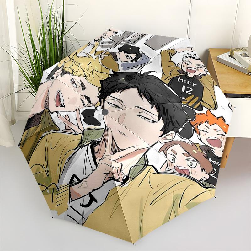 

1pc Outdoor Umbrella with Haikyuu!! Characters - Automatic Opening/Closing, Portable Folding Design, 8-Rib Iron Frame - Perfect Gift for Fans,