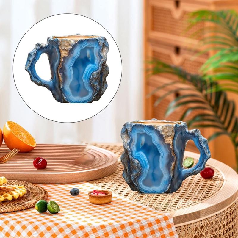 Elegant Geode Crystal Coffee Mug -Mineral Crystal Coffee Cup Quartz Stone Cup, Ideal For Hot Beverages