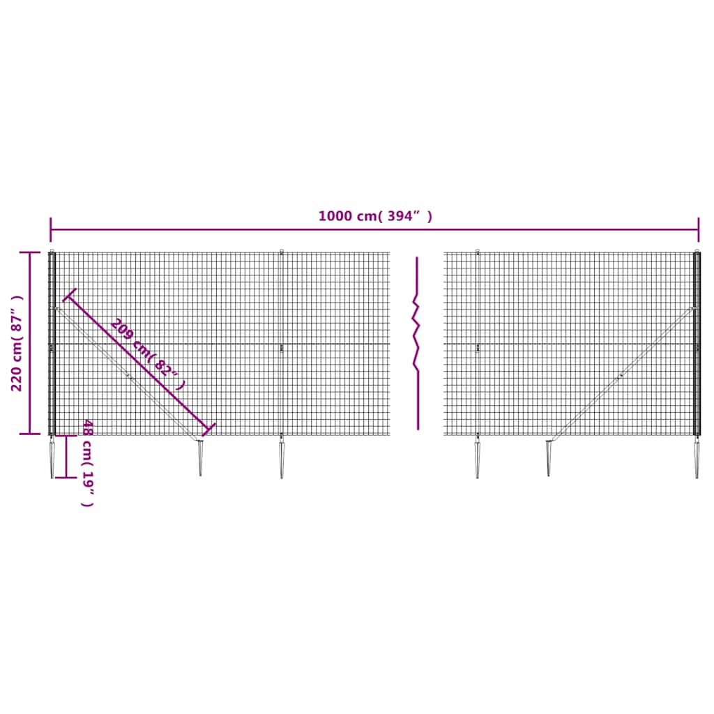 Mesh Fence with Ground Sleeves Green 2.2 X 10 M