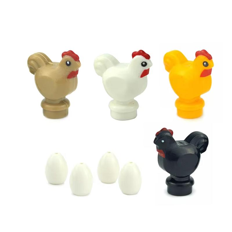 MOC Tier Szene Bausteine Katzen Hunde Schafe Schweine Hühner Adler Papageien Delfin Zoo Rahmen Zubehör DIY Spielzeug Steine T14