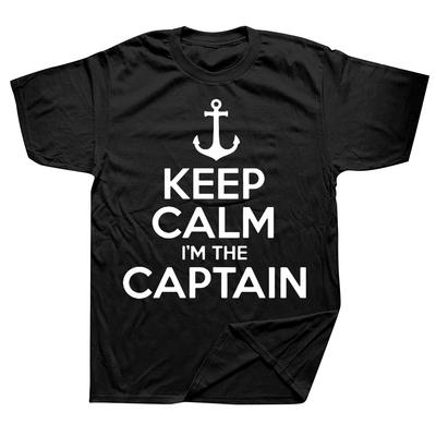 Blijf Kalm Ik Ben De Kapitein Motorboot Zeilen Zee T-shirts Grafisch Streetwear Korte Mouw Verjaardagscadeaus Zomer T-shirt