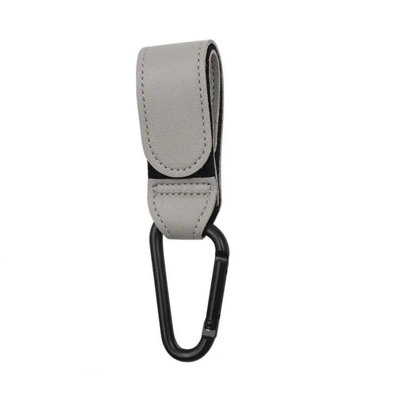 

Multifunctional PU Leather Stroller Hook 360 Degree Rotatable Velcro Hook for Baby Pram Stroller Cart Organizer Accessory світло-сірий колір