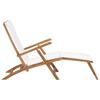 Teak Wood Reclining Chair with Cream White Cushion