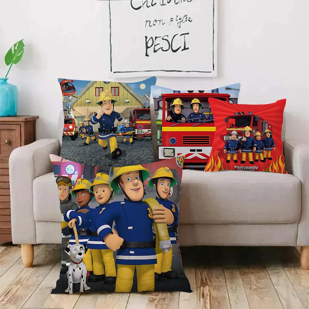 Anime Für Feuerwehrmänner S-Sam Kissenbezüge Cartoon Sofa Dekorativ Zuhause Doppelseitiger Druck Kurzer Plüsch Niedlicher Kissenbezug