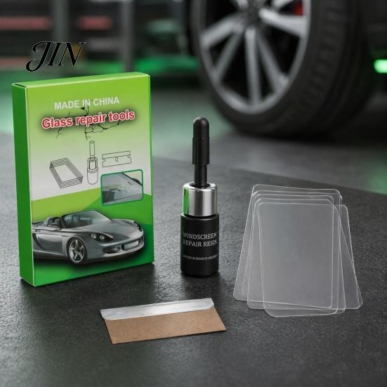 Tinted Glass Windshield Repair Chip Kit, Car Crack Kit for Repair, Star Fix DIY Tool Small Chips Bullseye Scratch Remover