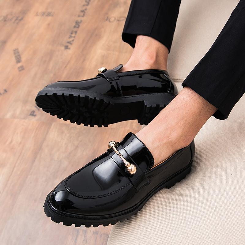 Big Head Leather Shoes Men's Platform Heightening British Black Derby Business Dress Brock Round Head Wedding Groom Shoes