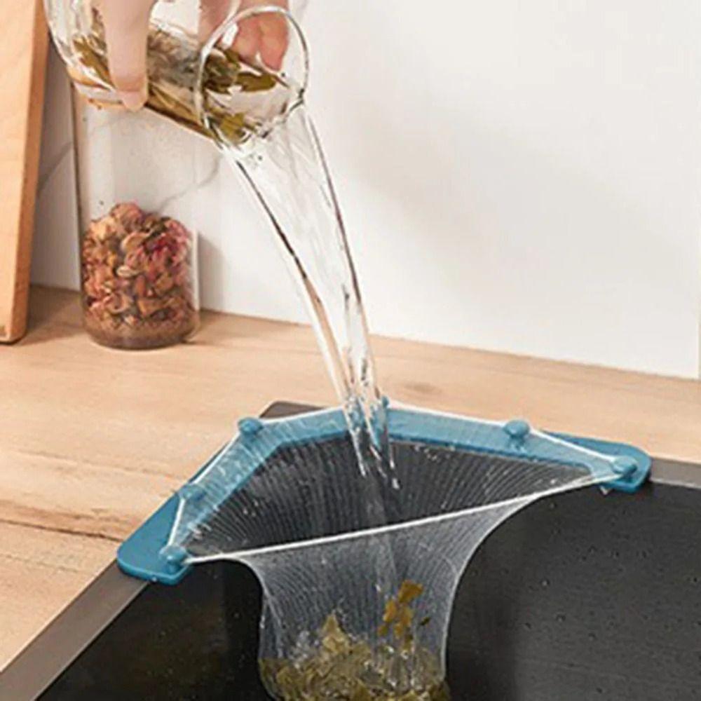 Hanging Kitchen Triangle Drainage Rack High Efficiency Self-adhesive Sink Strainer Drain Prevent Sewer Blockage Durable