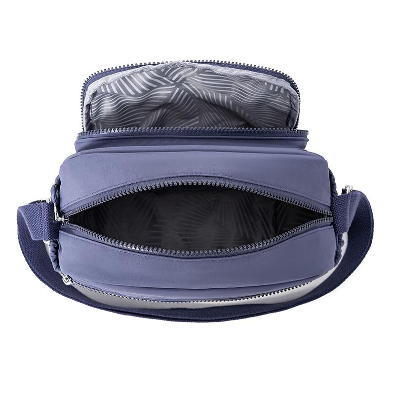 Crossbody Bag Multi-Layer Pocket Shoulder Bag Water-Repellent Nylon Women's Small Square Bag