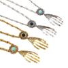 Gothic Skull Hand Pendant Necklace With Geometric Zinc Alloy Chains For Men And Women Halloween Accessory