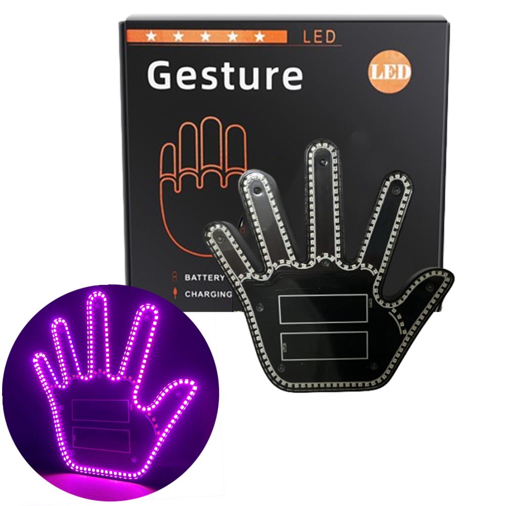 Gesture LED Wireless Adhesive LED Light Car Inside Window Sign Road Rage Middle Finger Up Funny Palm LED Hand Light