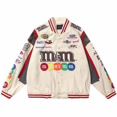 Chaqueta de Béisbol Bordada de Moda M Bean 2024 - Corte Holgado, Estilo Hip Hop Euro-Americano