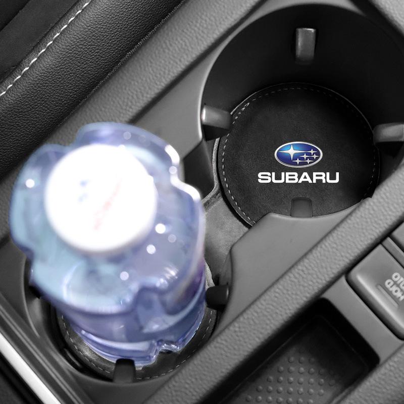 Podkładka do uchwytu na kubek samochodowy Skórzana nakładka na slot Antypoślizgowa podstawka Mata Emblemat Dla Subaru STI BRZ Impreza Forester Legacy Outback Levorg Tribeca