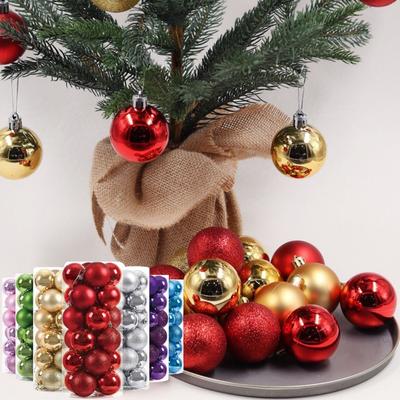 24Pcs 3/5CM Christmas Balls Plastic Hang Pendant Christmas Tree Ornaments New Year Decor Reusable Xmas Tree Baubles Xmas Tree