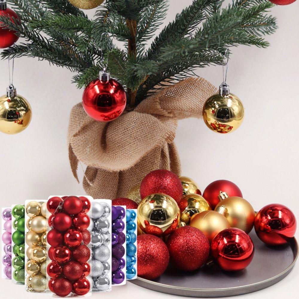 24Pcs Plastic Christmas Balls 3/5CM Xmas Tree Baubles Christmas Tree Ornaments  Xmas Tree