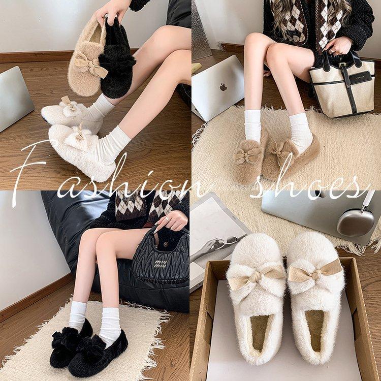 [Youshilai] Sweet Bow Loafers Women's Winter 2025 New Shallow Mouth Casual Versatile One Pedal
