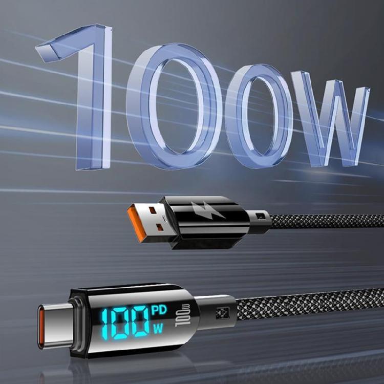 100W Type C To Type C Cable Braided Flat Wire Supports Fast Charging 480mbps Data Transfer for Smartphones Laptop Tablet