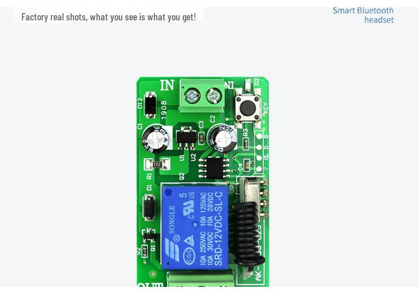 12V DC Single Channel Remote Switch with Long-Range Wireless Door Button.
