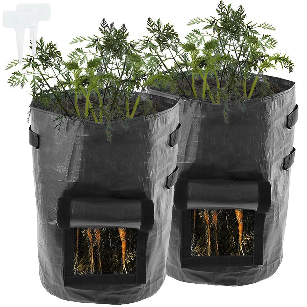 4/2PCS Potato Grow Bag Reusable Gardening Plant Vegetables Growing Bags Planter Container 10 Gallon Pe Fabrics 19.7×13.8 In