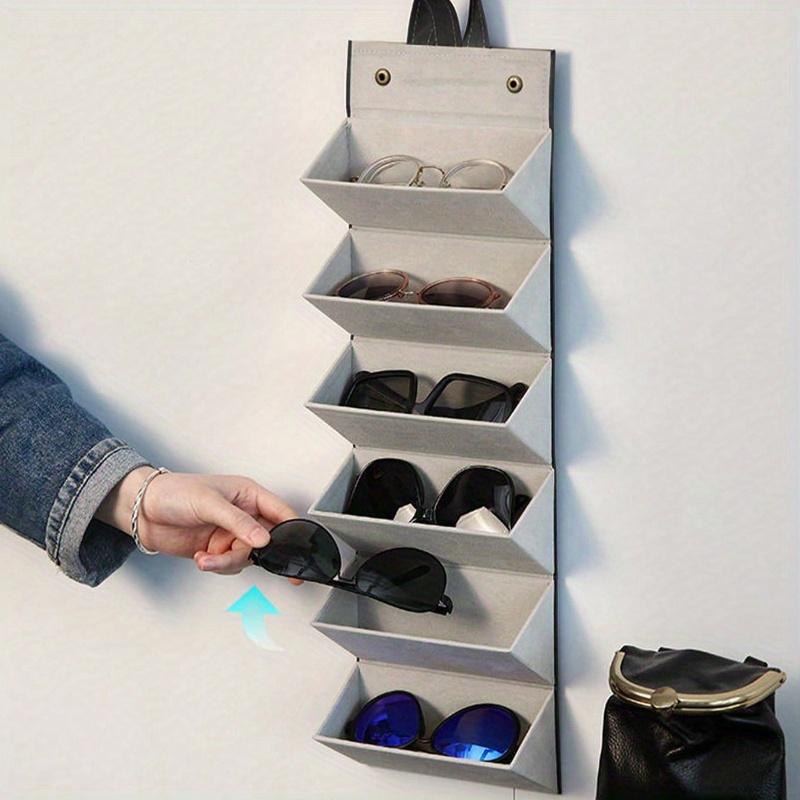 1Pc Sunglasses Organizer, 2/3/4/5/6 Slots Travel Glasses Case, Multiple Pairs Eyeglasses Storage Box, Hanging Eyewear Holder