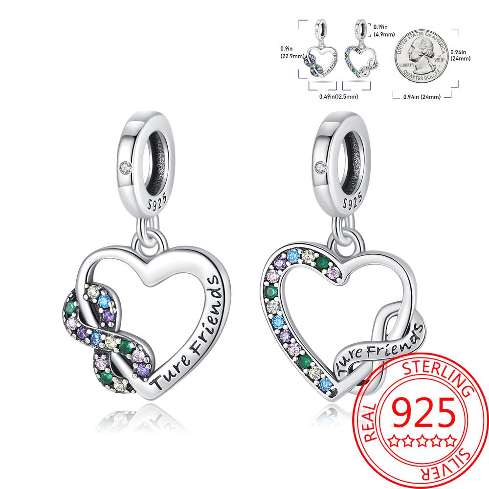 Breloque Pendentif Perles Cœur Rose Scintillant Cuivre Compatible Bracelet Original Pour Femmes Bijoux Cadeaux Saint-Valentin