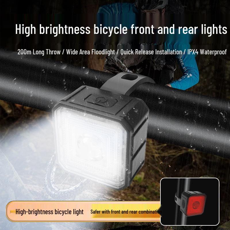High-Brightness Waterproof USB-C Bicycle Light Set: Front & Taillight for Night Riding