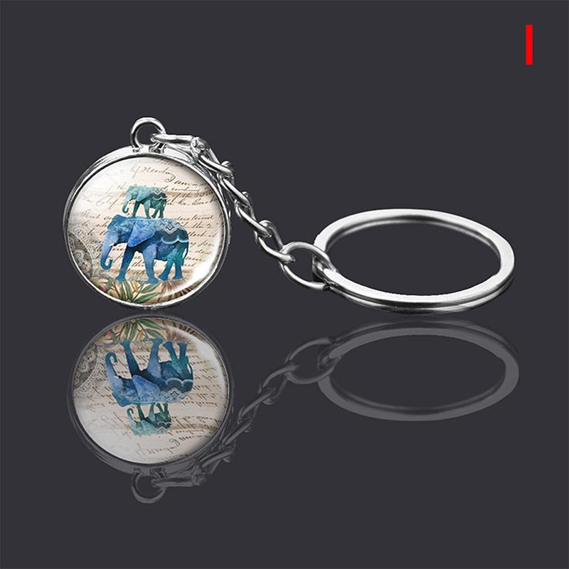Animal Keychain Tiger Wolf Double Side Glass Ball Key Chain Key Ring KeyChain