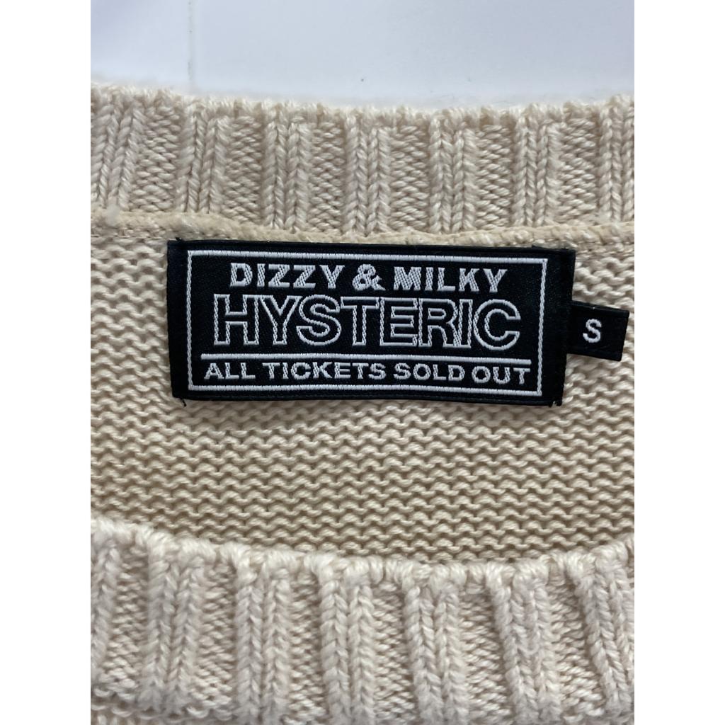 HYSTERIC GLAMOUR 02233NS06 TEDDY Cotton Jacquard Sweater tops S IvoryUsed