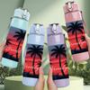 1PC Sunset Palm Tree Tropical Print 750ml Color Plastic Sports Water Bottle Leakproof Flip Straw Lid Suitable for Sports Office Home Use
