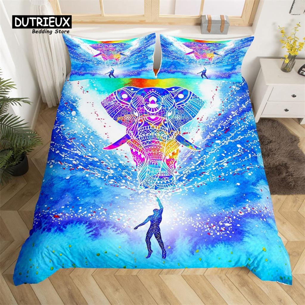 Comforter Elephant Feather Bohemian Mandala Bedding Set Single Twin King Microfiber Exotic Animal Tree Of Life Comforter