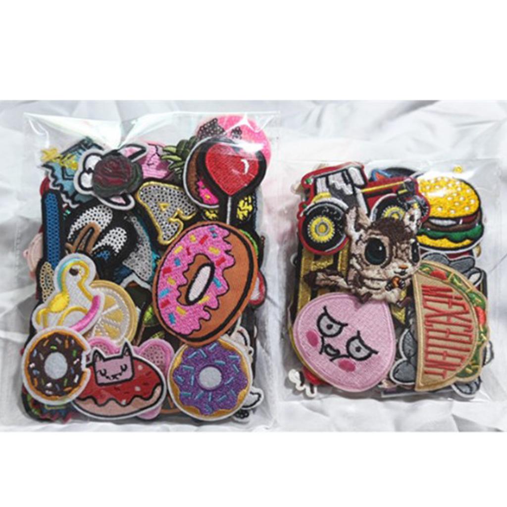 50pcs Embroidered Patch Cute Cartoon Safe Eco Friendly Sewing Patches Flower Patches for Skirts