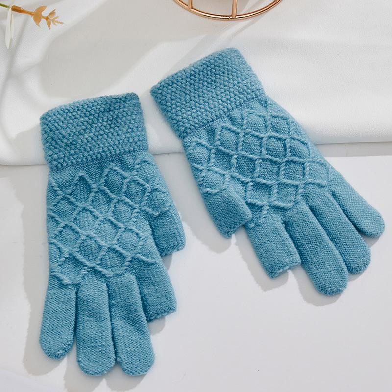 Elastic Thicken Warm Knitted Gloves Full Finger Thermal Touch Screen