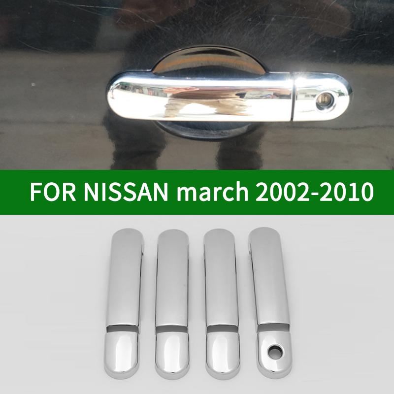 

Хромированная серебристая накладка на ручку боковой двери для Nissan March третьего поколения K12 2002-2010 2003 2004 2005 2006 2007