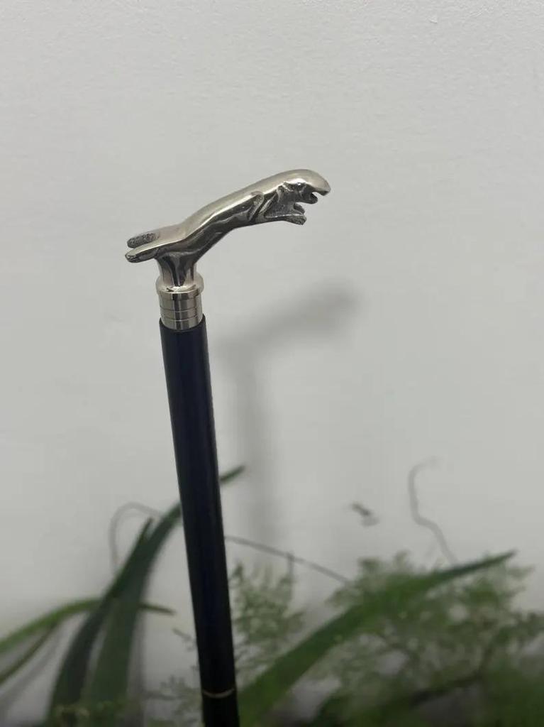 Classic Style Jaguar Handle Black Wooden Walking Stick Cane