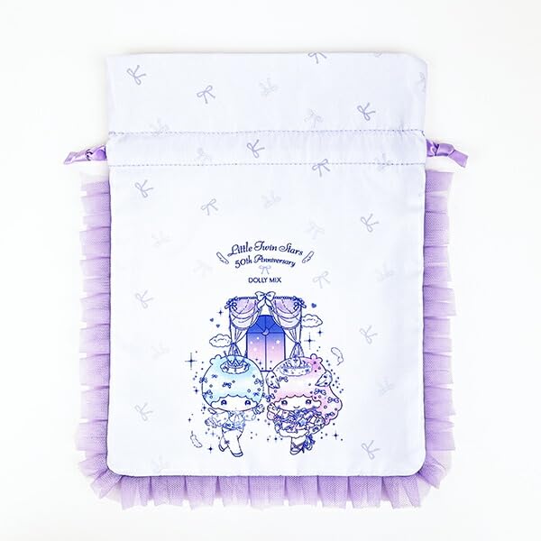 

My Melody & Little Twin Stars x DOLLY MIX Frill Drawstring Bag, Light Purple