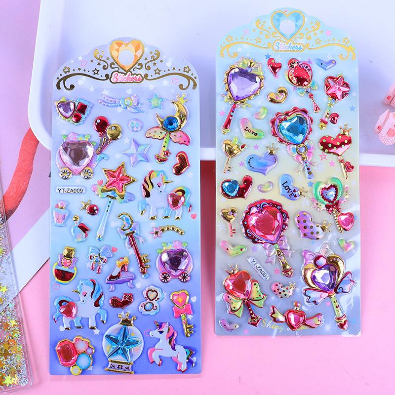 Fun Fashion 3D Relief Stickers Creative Magic Wand Gem Diamond Cute Aesthetic Stickers Diy Phone Case Shiny Decoration Sticker