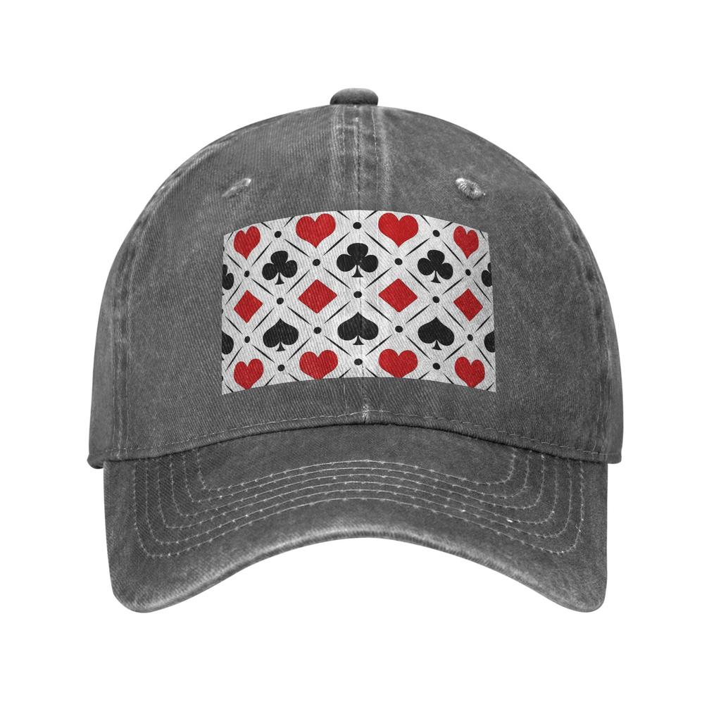 Playing card suits symbols Washed Denim Cap Casual Baseball Caps Adjustable Hat Summer Unisex Baseball Hats