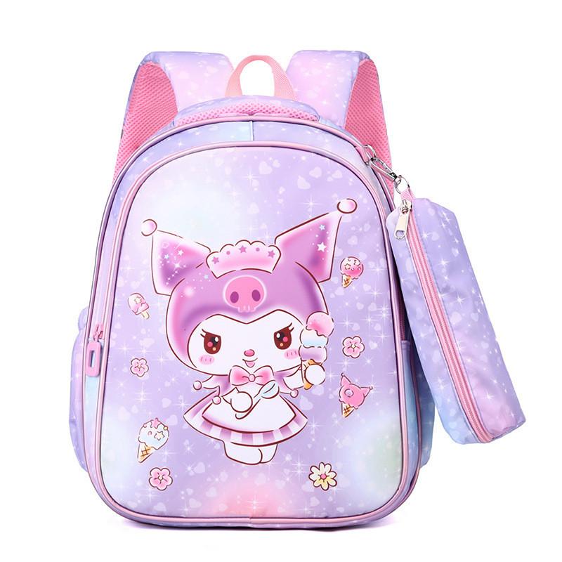 

Cute Oxford Cloth Kids Backpack With Anime Cartoon Design For Boys And Girls In Kindergarten Purple Kuromi