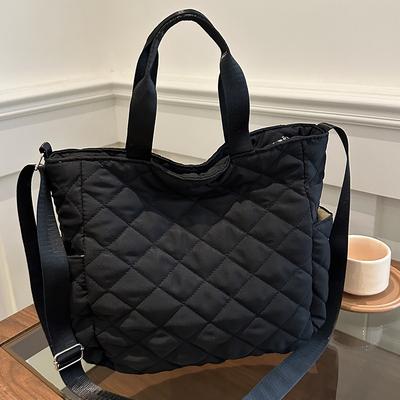 Diamond Embroidered Versatile Bag for Women with Personality  Fashionable and Fashionable Tote Bag Down Cotton Jacket Simple Handbag for Women