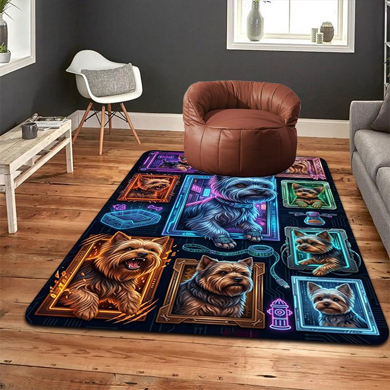 Cybernetic Canine Collage Pattern Rug Floor Mat for Living Room or Bedroom Soft and Comfortable Carpet a Gift for Birthday and Holiday.