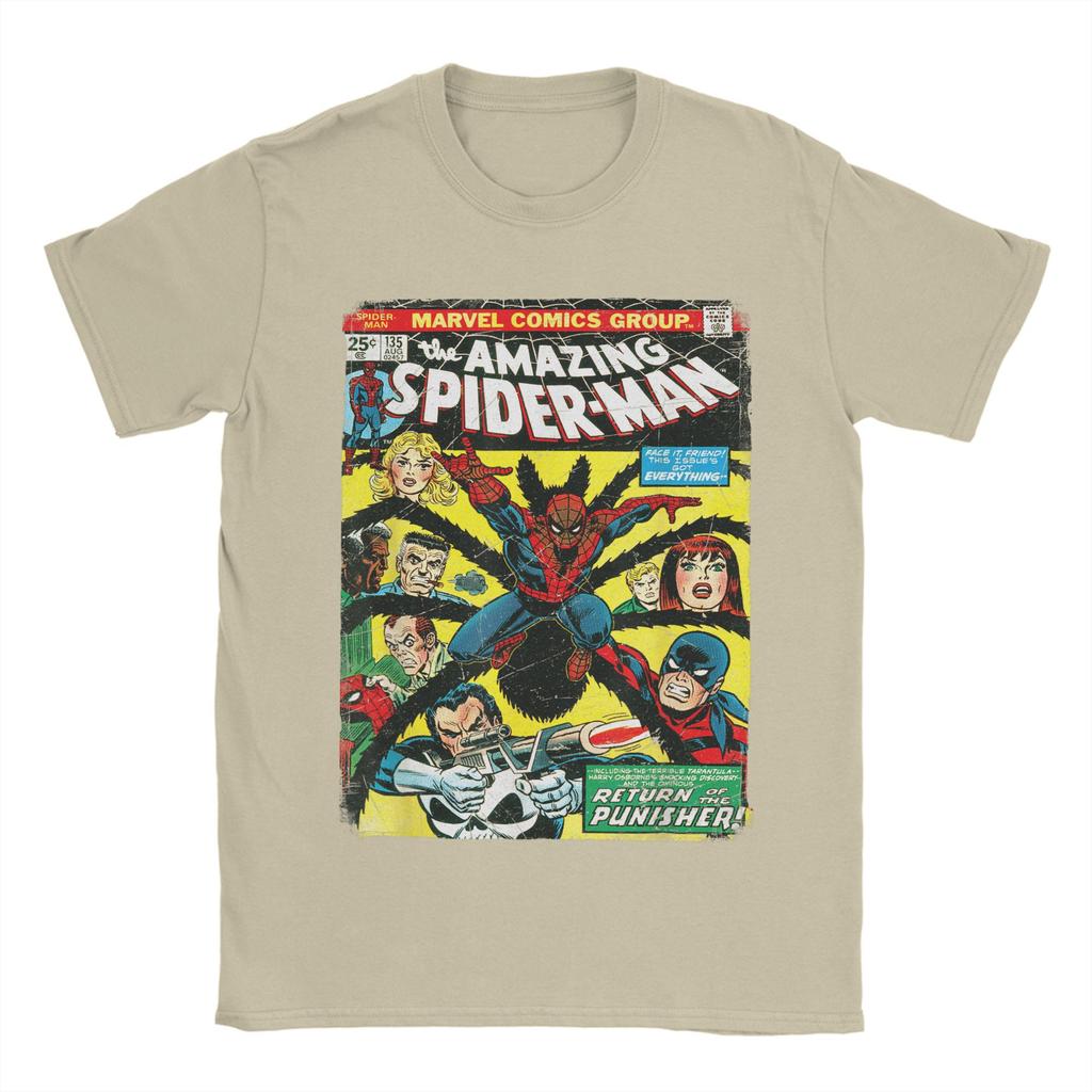 Genuine Authorized T-Shirt Amazing Spider-Man Comic Print T-Shirt Fashion Mens Cotton Top Relaxed Large Size Short Sleeve