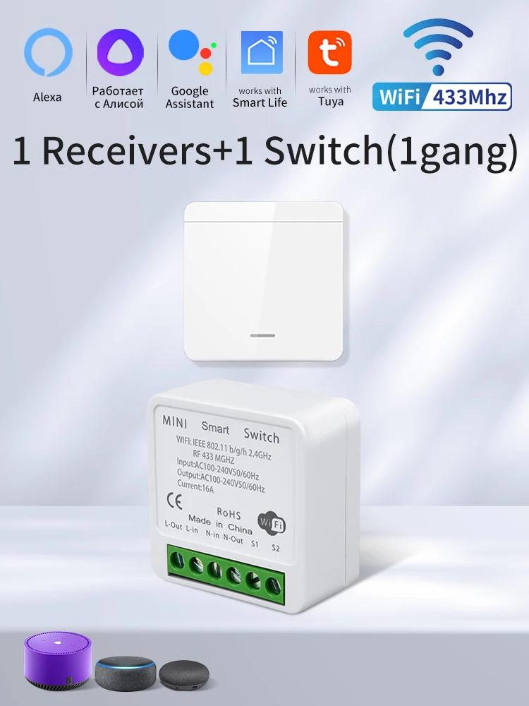 Tuya Smart WiFi 20A SwitchRF433MHz Wireless Remote Control Light Switch 1/2/3 Gang Wall Panel Voice Control Alexa Google Home
