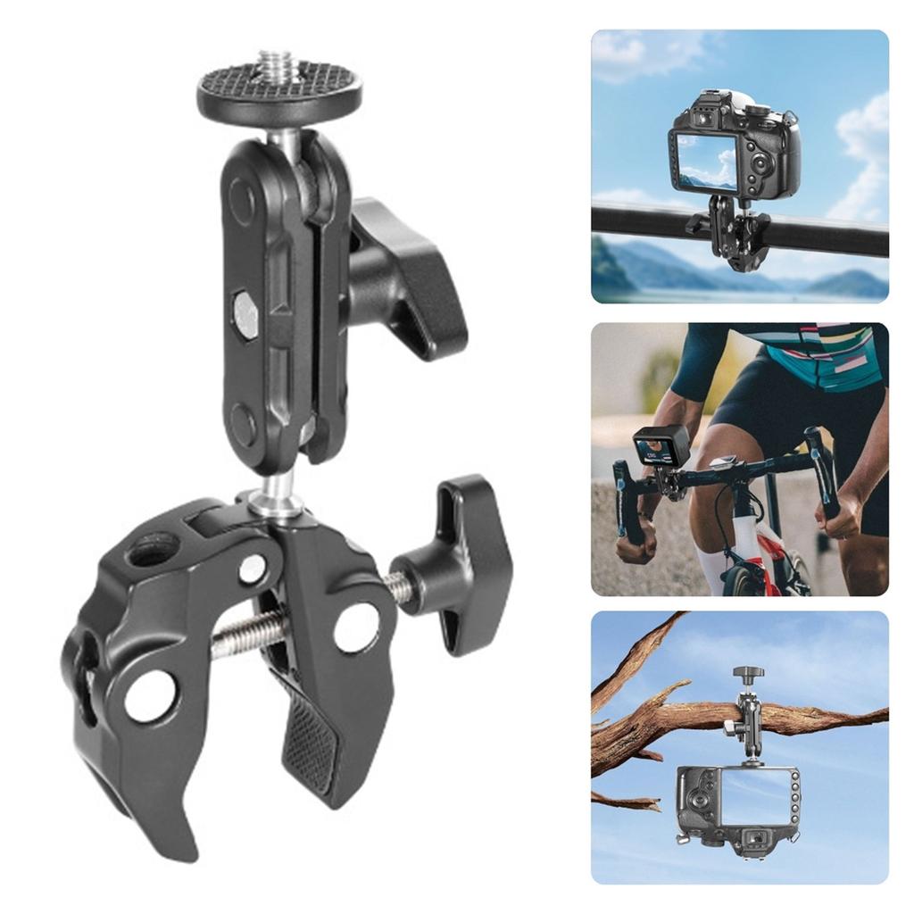 Heavy Duty Two Ball Joint Clamp For Camera Riggings Quick Release Positioning Adjustment On 13-50mm Stabilizers Rod