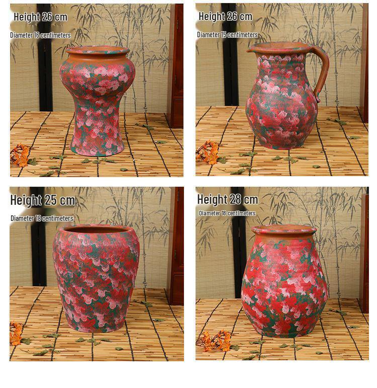 Hand-Painted Terracotta Flower Pots - Breathable Red Clay, Unglazed, Large Diameter, Creative Folk-Inspired Vases for Green Plants.