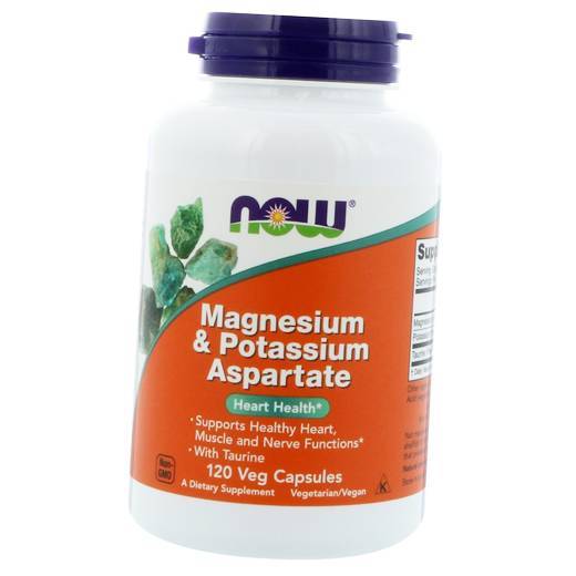 Калий и Магний Аспартат, Magnesium & Potassium Aspartate, Now Foods  120вегкапс (36128085)