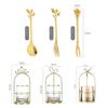 Creative Golden Bird Stainless Steel Fruit Fork Shelf Home Dessert Fruit Fork Spoon Storage Jar Glacier Glass Storage Bottle New