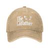 Vintage The CatFather Father Of Cats Funny Baseball Caps Unstructured Unisex Women Dad Gift Distressed Denim Sun Cap Activities Hat