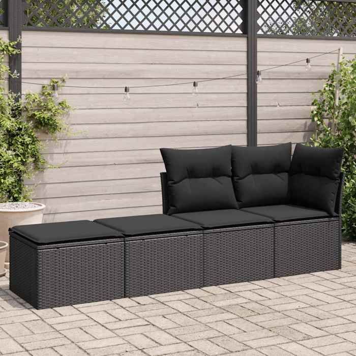 VidaXL Garden Lounge Set with Cushions 2 Pcs Black Braided Resin Acacia 3328678