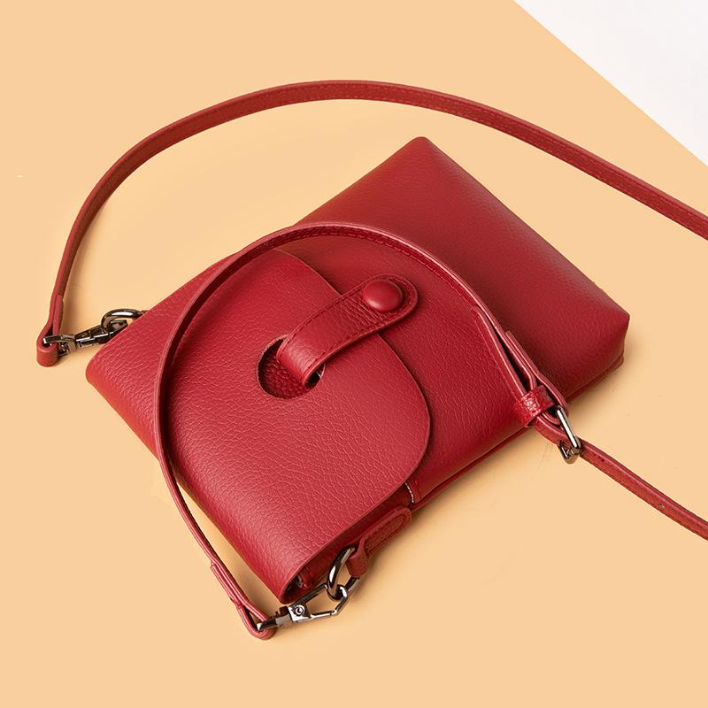 Leather mobile phone bag summer new trendy fashion cowhide shoulder messenger bag mini change bag